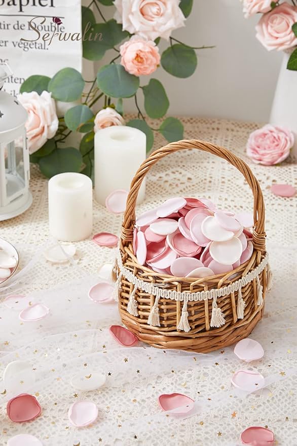 Serwalin 300Pcs Silk Rose Petals Flower Petals for Weddings Blush Pink Petals Fake Petals for Proposal Aisle Flower Girl Basket Bridal Shower Table Decor (3 Color Mixes)