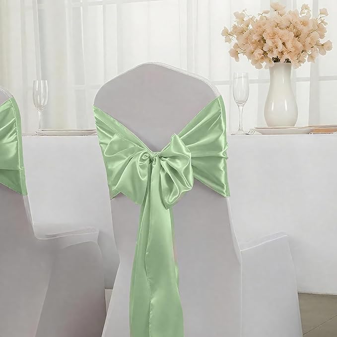10 Pack Sage Green Satin Table Runner 12x108 Inches Long, Bright Silky Smooth Satin Table Runner Table Decor for Wedding Banquet Christmas Prom Event Birthday Party