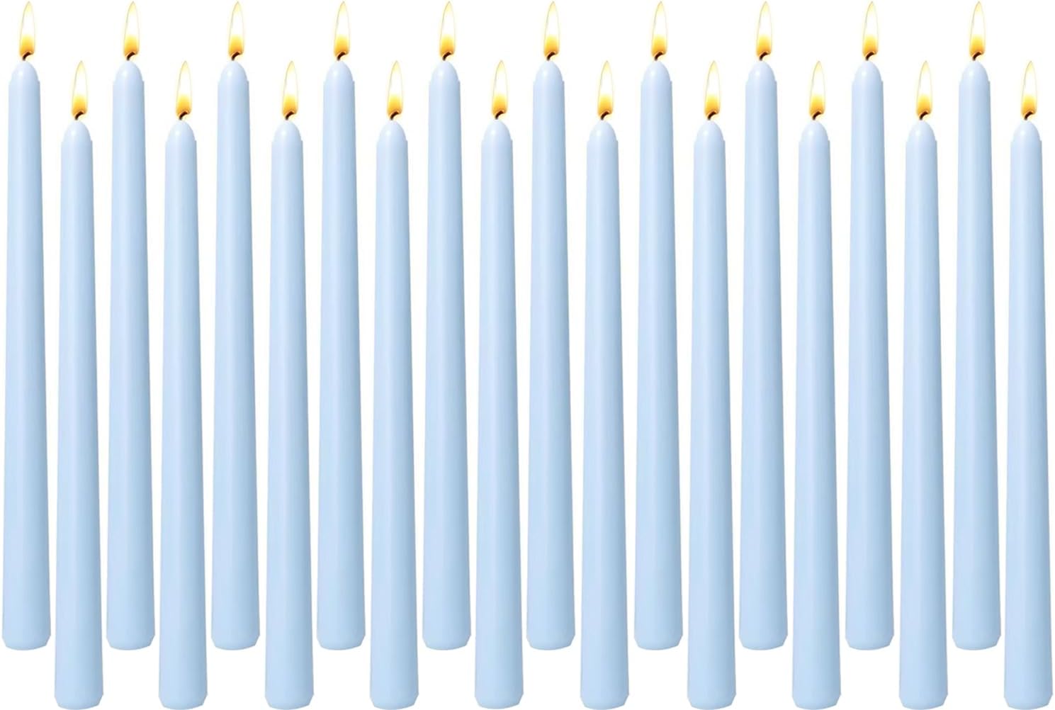 20-Pack Ice Blue Taper Candles Unscented, 10 Inch Tall Dinner Table Candles for Winter Wedding Centerpieces, Bulk Candlesticks Smokeless Dripless, Cool Blue Decorative Candle for Home Decor