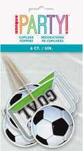 Striking 3D Soccer Cake Toppers (8cm x 18cm) - Premium White & Black Design - Perfect for Soccer Enthusiasts & Celebrations - 6ct