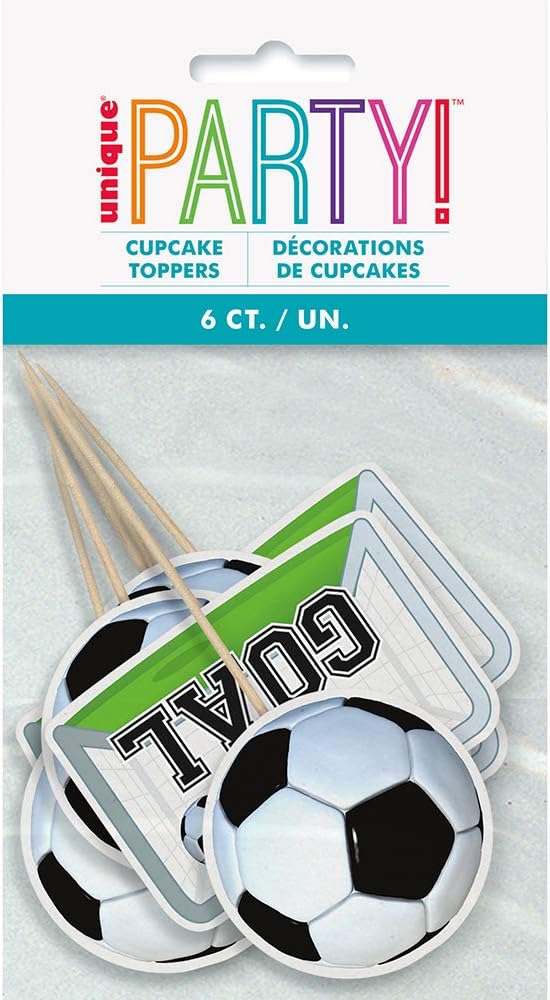 Striking 3D Soccer Cake Toppers (8cm x 18cm) - Premium White & Black Design - Perfect for Soccer Enthusiasts & Celebrations - 6ct
