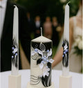 Unity Candle Set - Wedding Ceremony & Reception – 6” Pillar & Two 10” Taper Candles – Long Burning Unity Candles for Marriage Ritual – Handmade in USA – Black | White