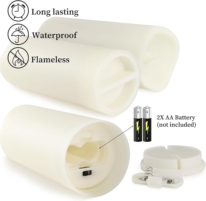pliadvbu Flameless Pillar Candles with 4 Remote Control and Timer,Realistic Waterproof LED Candles, Long Lasting, Pack of 24 (H 4" 5" 6" x D 2.2"),for Christmas Decorations,Table,Aniversary