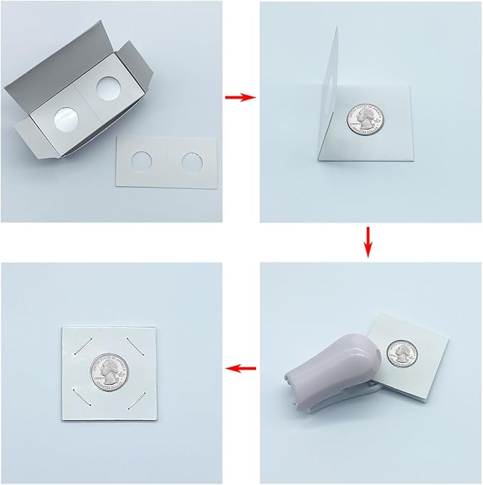 200 PCS Premium Cardboard Coin Flips 2 x 2 inch Coin Collection Supplies for Quarter, Mylar Coin Flips Coin Holders for Collectors (Quarter Coin Flips)