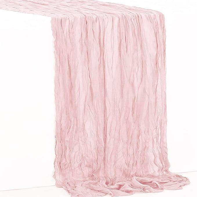 6 Pack Dusty Pink Cheesecloth Table Runner 35x120 Inch 10Ft Rustic Gauze Cheese Cloth Table Runner Sheer Cheesecloth Table Runners for Wedding Party Bridal Shower Decoration