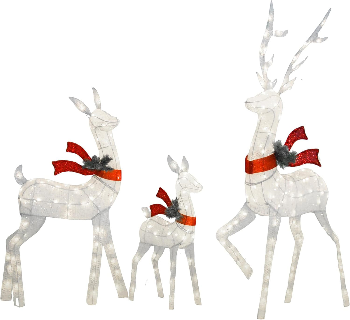 outdoor lighted deer family decor 3-piece set, main product view