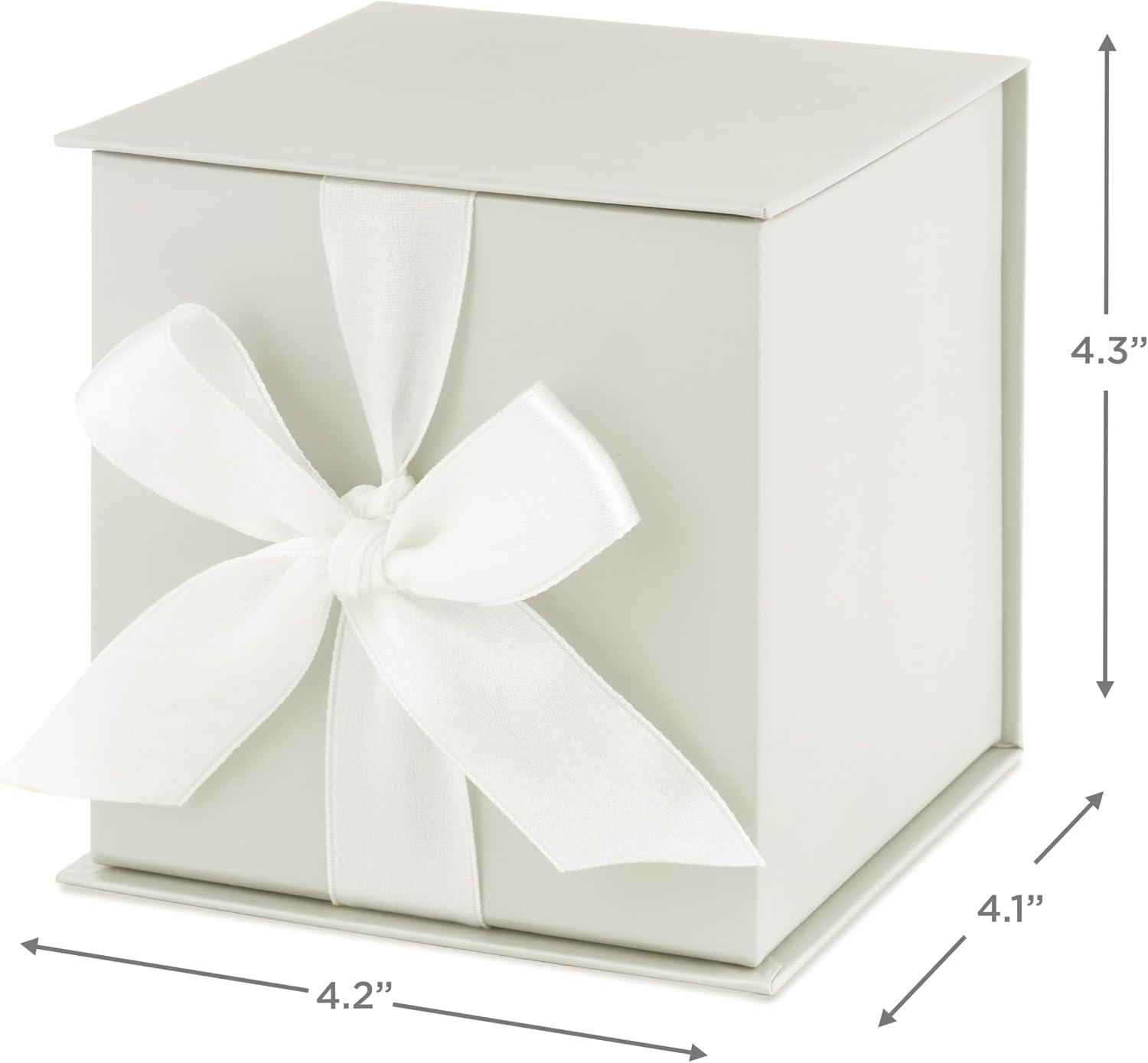 Hallmark Small Gift Box with Bow and Shredded Paper Fill (Grey White 4 inch Gift Box) for Weddings, Bridal Showers, Graduations, Birthdays, Bridesmaids Gifts, All Occasion