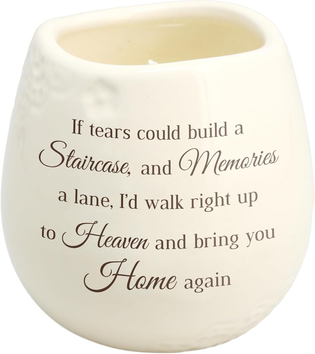 Pavilion Gift Company - Staircase to Heaven 8 oz Bereavement Candle, Memorial Gifts for Loss of Mother Father Friend Loved One, Remembrance, Condolences, Sympathy, 1 Count, Cream