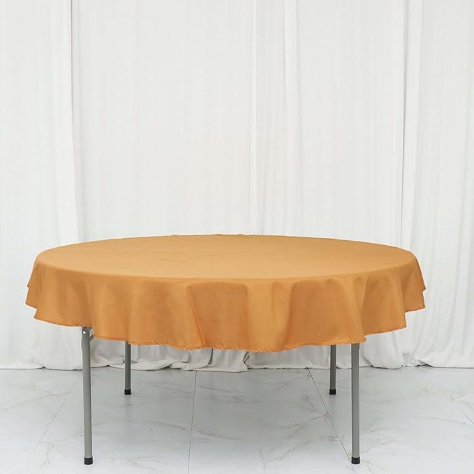 Efavormart Round Tablecloth, 70 Inch Stain & Wrinkle Resistant Washable Table Cloth, Decorative Polyester Fabric Table Cover for Banquet, Wedding, Dining- Gold