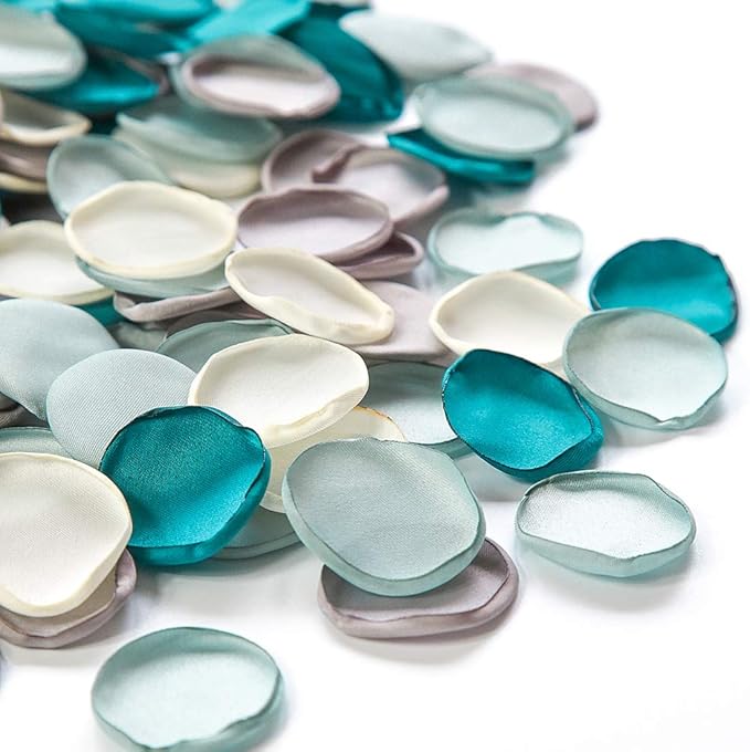 Floroom 300pcs Rose Petals Teal Green Faux Silk Flower Petals for Wedding Flower Girl Basket Aisle Scatter Cake Table Centerpieces Party Confetti Baby Shower Romantic Night Decoration Home Decor