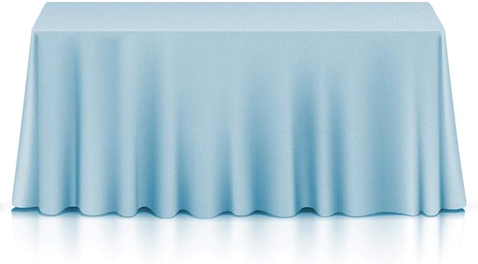 Lann's Linens - 10 Premium 90" x 156" Tablecloths for Wedding/Banquet/Restaurant - Rectangular Polyester Fabric Table Cloths - Baby Blue