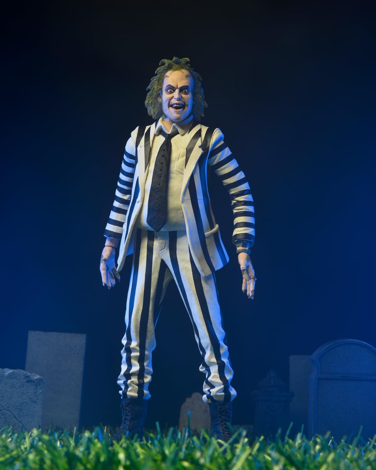 NECA Beetlejuice (1988) - 7" Scale Action Figure – Black and White Strip...