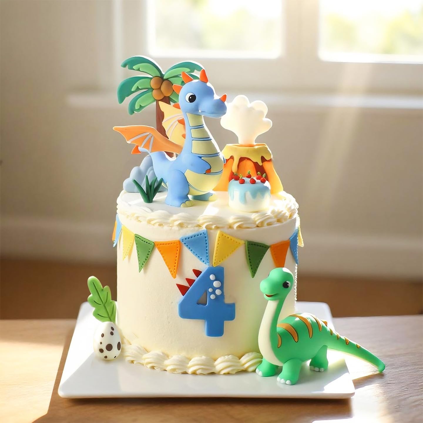 Dinosaur Cake Topper Dino Cake Decorations for kids Birthday Party Supplies | 12PCS 3D Dinosaur Cake Topper With Colorful Silicone Dinosaurs,Dinosaur Eggs,Grass,Trees,Happy Birthday