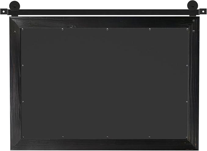 COGOOD Farmhouse Barn Door Mirror - 25" x 18" Rustic Wood Framed Decrative Mirror for Bathroom, Living Room, Entryway Wall Decor (Black)