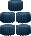 LTC LINENS 5 Pack 108 Inch Round Tablecloths Navy Blue - Great for 48 Inch Round Table Floor Length - Wrinkle Resistant Polyester Fabric Cloth for Wedding
