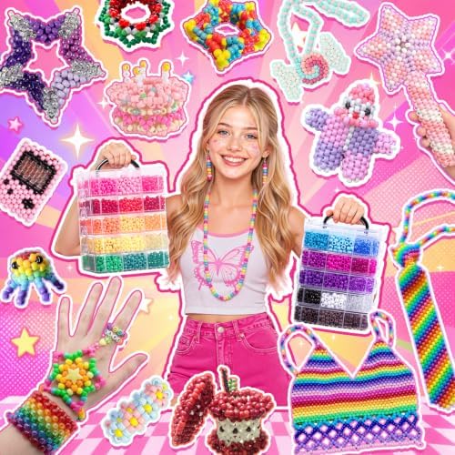 umikk 10000pcs pony beads bulk, 60 colors kandi on a desk or shelf