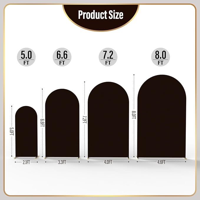 LEBENGURU Upgraded 6FT Wedding Arch Cover, Brown Spandex Fitted Arch Backdrop Cover, Round Top Chiara Stand Covers for Birthday Party Baby Shower Banquet Balloon Décor