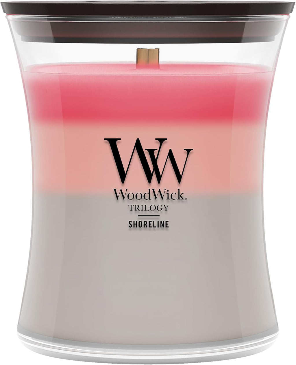 WoodWick Shoreline Trilogy Gifts for Women and Men, 9.7 oz Medium Hourglass Trilogy Candle with Crackling Wick