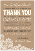 Hadley Designs 50 Wedding Kraft Thank You Place Cards, Favors For Family & Guests