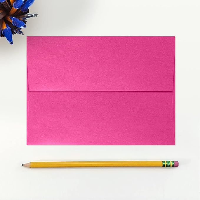 LUXPaper A7 Invitation Envelopes | Peel & Press | 5 1/4" x 7 1/4" | Azalea Metallic | 80lb. Text | 50 Qty