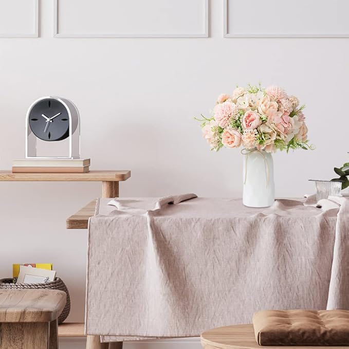 LESING Artificial Peony with Vase Silk Flowers Bouquets Fake Hydrangea Bulks for Home Table Centerpieces Wedding Decoration(Pink-1)