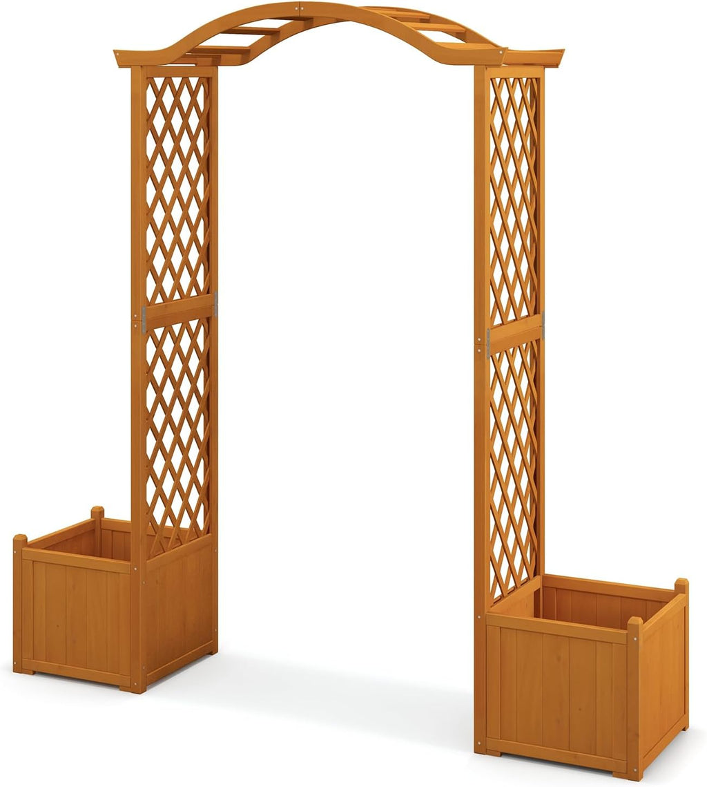 moccha wooden garden arbor with planter - outdoor shown in use