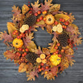 24 inch fall wreath for front door, pumpkin, main product view