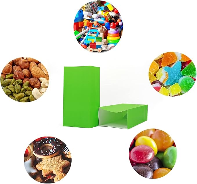 Oletx 30-Pack Green Party Favor Paper Bags, 9'' Wrapped Treat Bags for Birthday Party, Baby Shower, School Activities