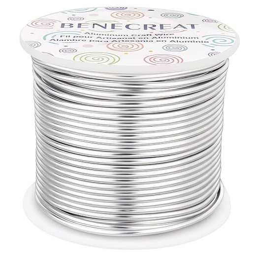 BENECREAT 12 17 18 Guage Aluminum Wire (12 Gauge,100FT) Anodized Jewelry Craft Making Beading Floral Colored Aluminum Craft Wire - Silver