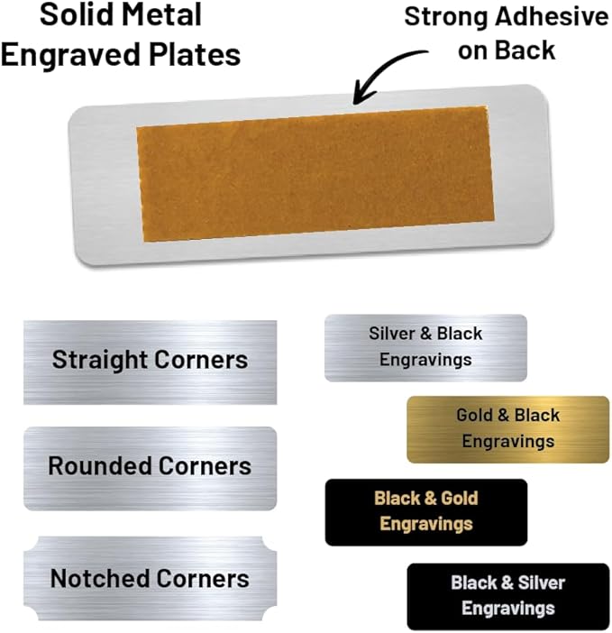 GEM AWARDS Custom Engraved Name Plate with Adhesive, Made in USA, Personalized Pet Memorial Plaque, Art Tag, Flag Case (Black Plate/Gold Text, 1x3 Inch)
