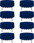 BRILLMAX 8 Pack Navy Blue Round Tablecloths 90 Inch - Circle Bulk Linen Polyester Fabric Washable Table Cloth Cover for Wedding Reception Banquet Birthday Party Buffet Restaurant