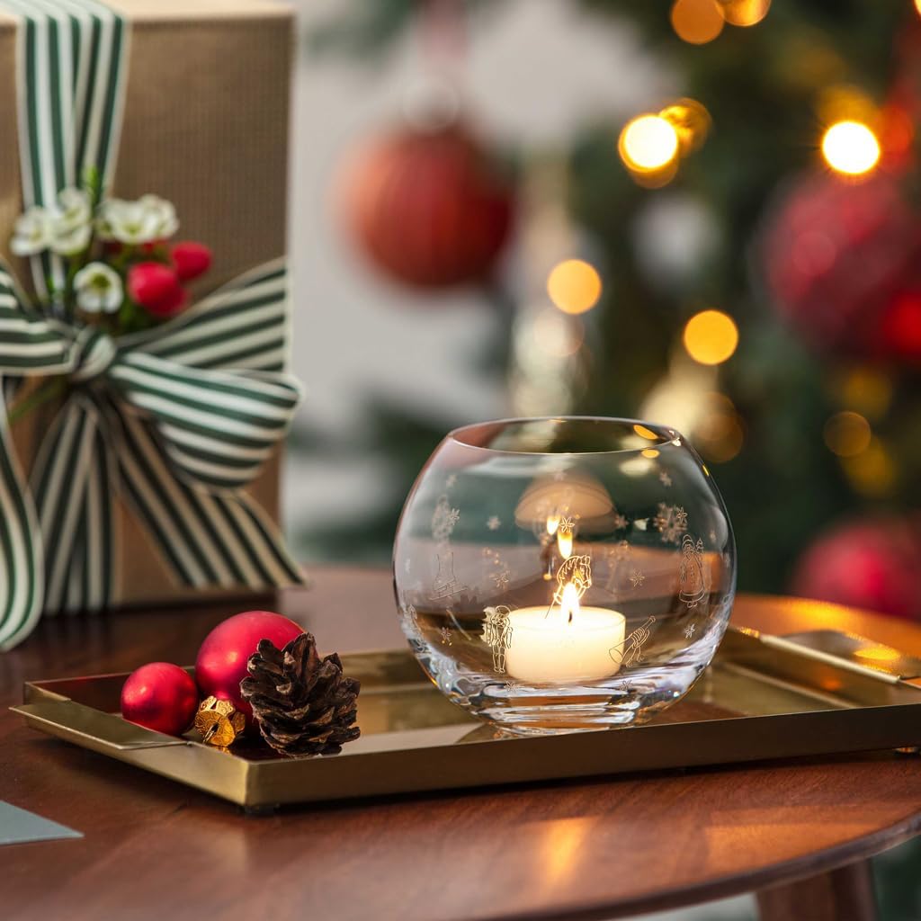 Villeroy & Boch Toy’s Delight Collection Tealight Holder with Christmas Themed Design, 4.25 x 3.75 in, Clear