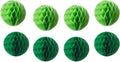 8pcs 10 inch Paper Honeycomb Balls Decorative Tissue Honeycomb Balls Paper Pom Poms Flower Balls Art Hanging Balls for Birthday Wedding Nursery Baby Shower Home Decor (10inch, Green+Dark-Green)