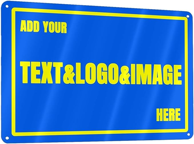 Custom Signs Outdoor Metal Sign - 12 x 8 Customized Personalized Aluminum for Office, Home, Business, Decor, Road Signs, Rust-Proof (Yellow Text Box)