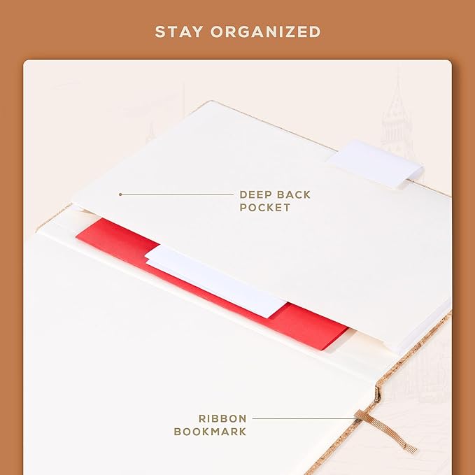 Beechmore Books A4 Sketchbook – 8.5x11 Premium Vegan Leather Bound Large Sketch Book Hardcover with 156 Thick 160gsm Perforated Ivory Pages, Blank Sketch Pad, Gift Boxed, Back Pocket, Ribbon Bookmark
