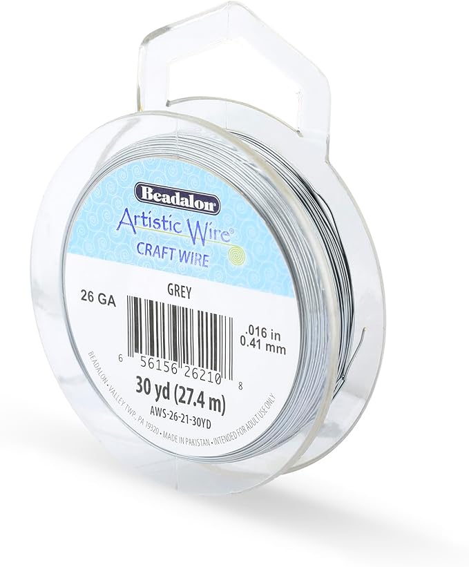 Artistic Wire, 26 Gauge Tarnish Resistant Colored Copper Craft Wire, Grey, 30 yd