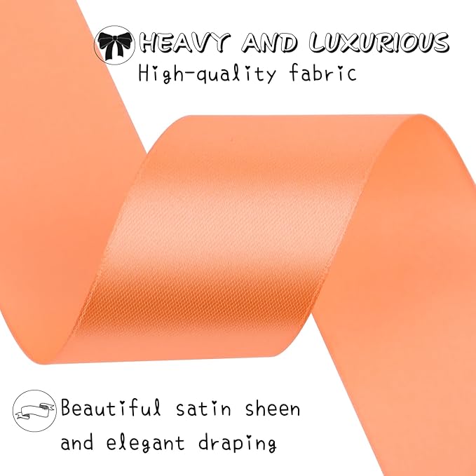 Orange Solid Satin Ribbon 1-1/2 Inch 50 Yards Solid Polyester Fabric Ribbon for Gift Wrapping Wedding Christmas Baby Shower Birthday Party Decoration Handmade Immortal Flower Craft