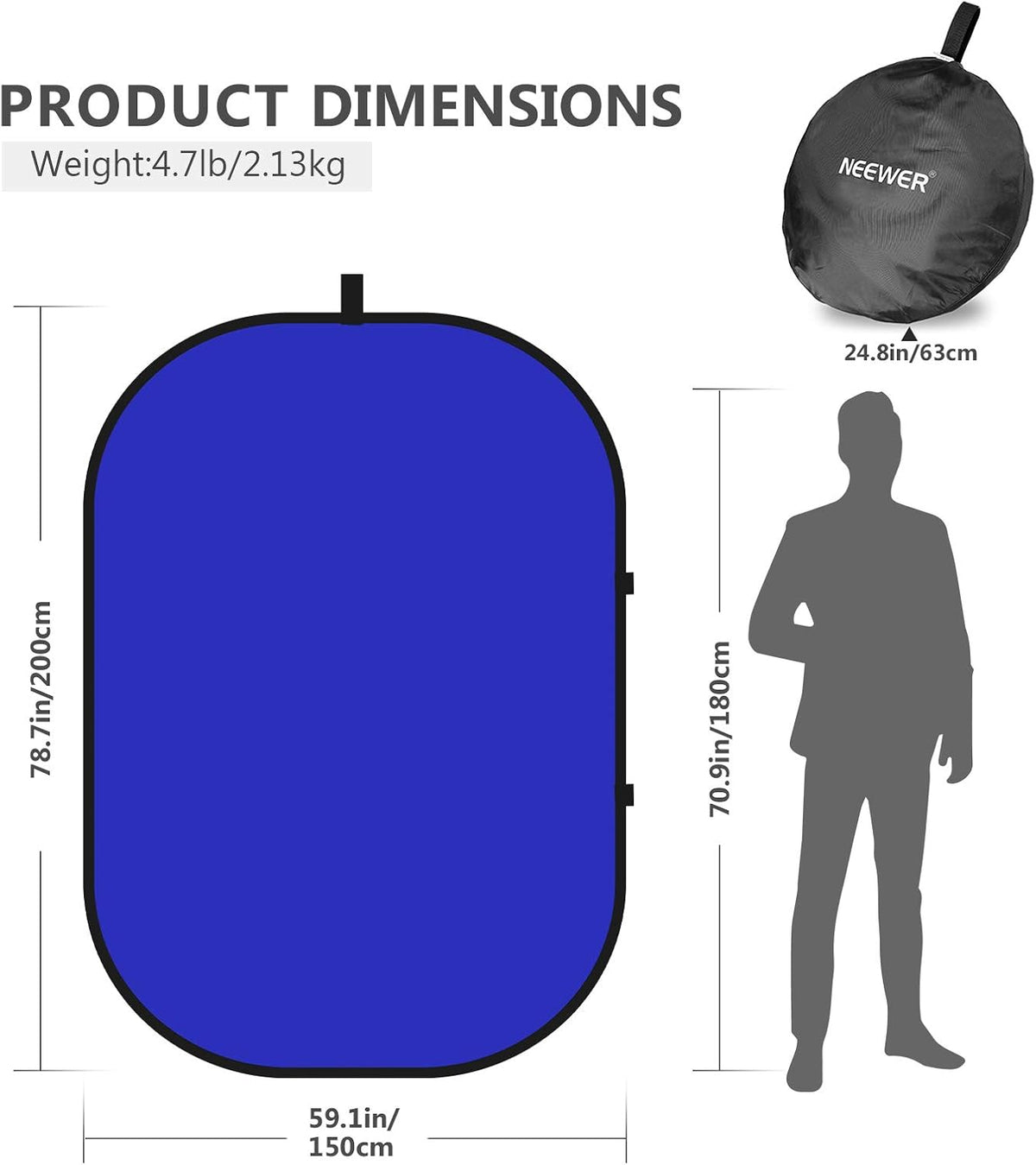 NEEWER Chromakey Backdrops, Double-Sided Blue and Grey Screen, 2 in 1