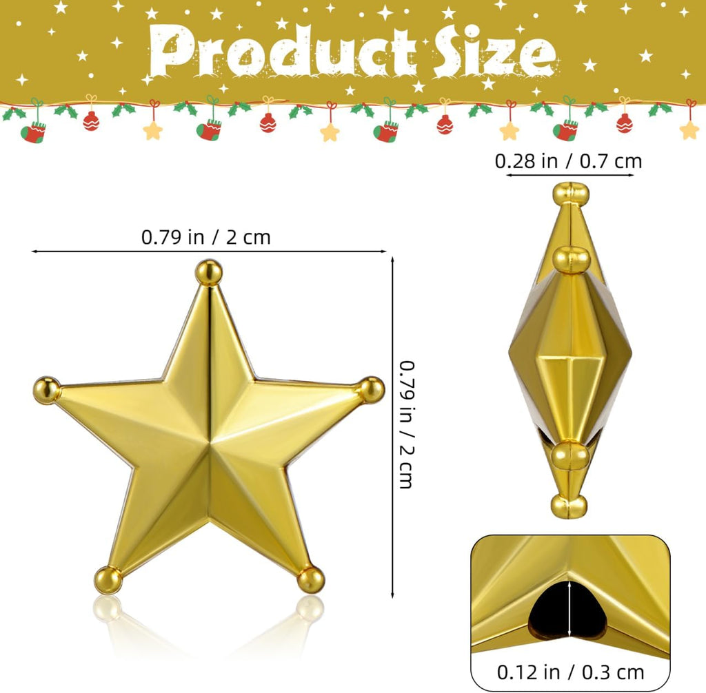 jojofuny 50pcs Mini Christmas Tree Star: Miniature Gold Christmas Tree Top Star Topper Decorations for Holiday Party Centerpiece Treetop Decor