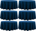 Round Tablecloth 120 Inch Tablecloth 6 Pack Navy Blue Table Cloths Washable Decorative Linen Polyester TableClothes Cover for Dining Table Banquets Buffet Parties and Wedding