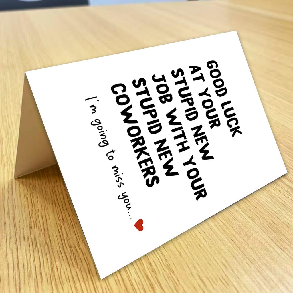 Funny New Job Card, Good Luck Card, Goodbye Card for Coworker, Farewell Gift, Leaving Job Gift, Blank Inside, with Red Envelope and Gold Seal Sticker