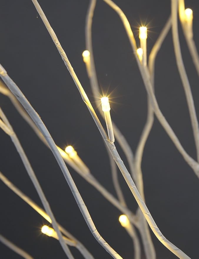 LIGHTSHARE 4 Feet 48L LED Birch Tree Lights, Pack of 2, Warm White, for Holiday Party and Christmas Decoration, Indoor and Outdoor Use