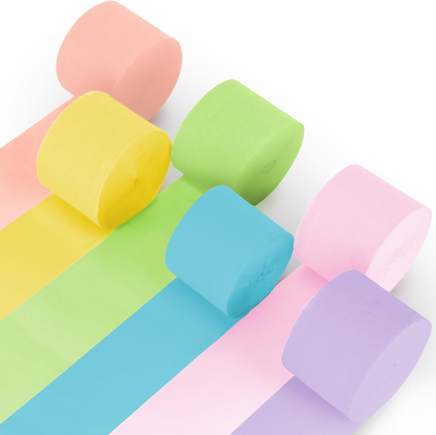 MAQIHAN Pastel Crepe Paper Streamers - 6 Rolls 492ft Crepe Paper Valentine's Easter Mother's Day Anniversary Graduation Mermaid Party Spring Themed Wedding Baby Shower Brithday Party Decor Streamers