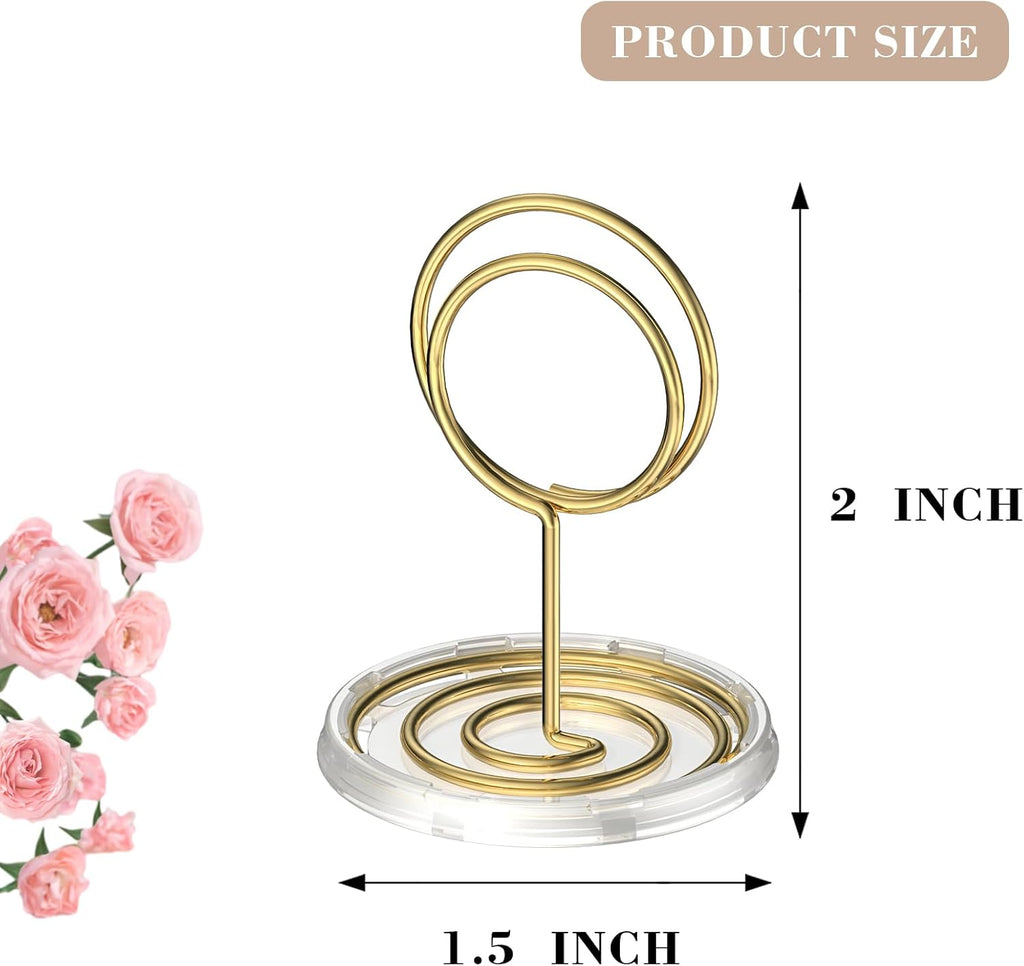 30 Pack Gold Table Number Holders with Clear Stable Base – Metal Place Card Holders for Table, Photo Picture Stands Card Holders for Wedding Party Banquet Restaurant Events (Gold)