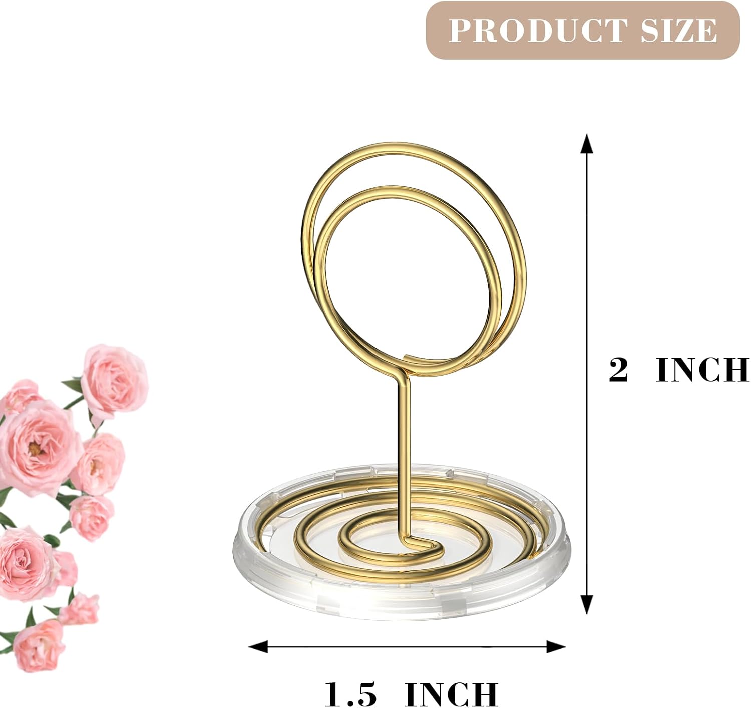 30 Pack Gold Table Number Holders with Clear Stable Base – Metal Place Card Holders for Table, Photo Picture Stands Card Holders for Wedding Party Banquet Restaurant Events (Gold)