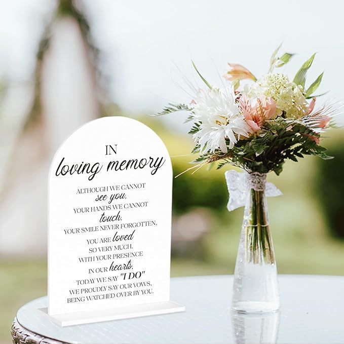 In Loving Memory Wedding Sign, In Memory Wedding Sign for Engagement Bridal Shower Decor fo Ceremony Reception Party, Weddings White Acrylic Sign