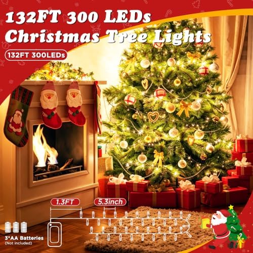 quntis battery powered string lights outdoor, 132ft 300 shown in use