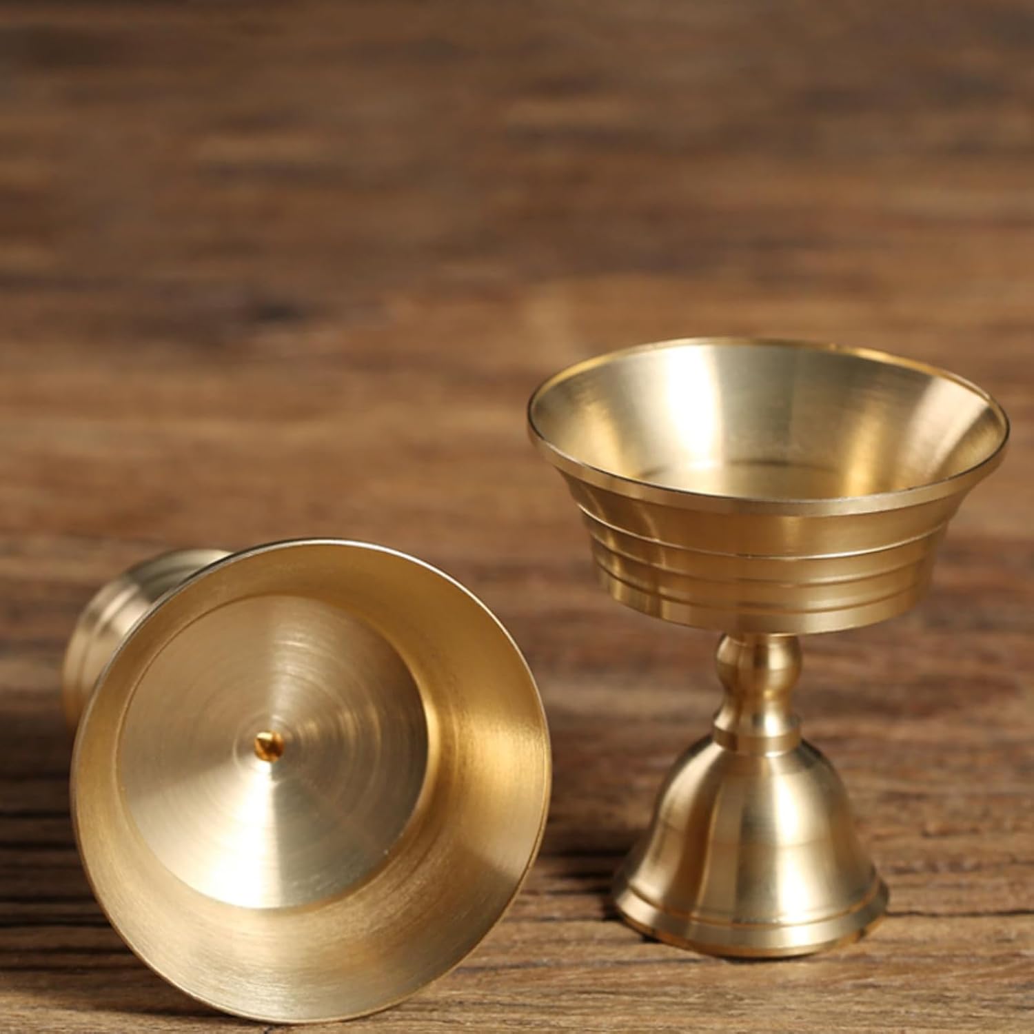 Brass Candlestick for Buddhist Temples Butter Lamp Holder Golden Tealight Stand for Altars Decors Candleholder Thickened Candlestick Decors