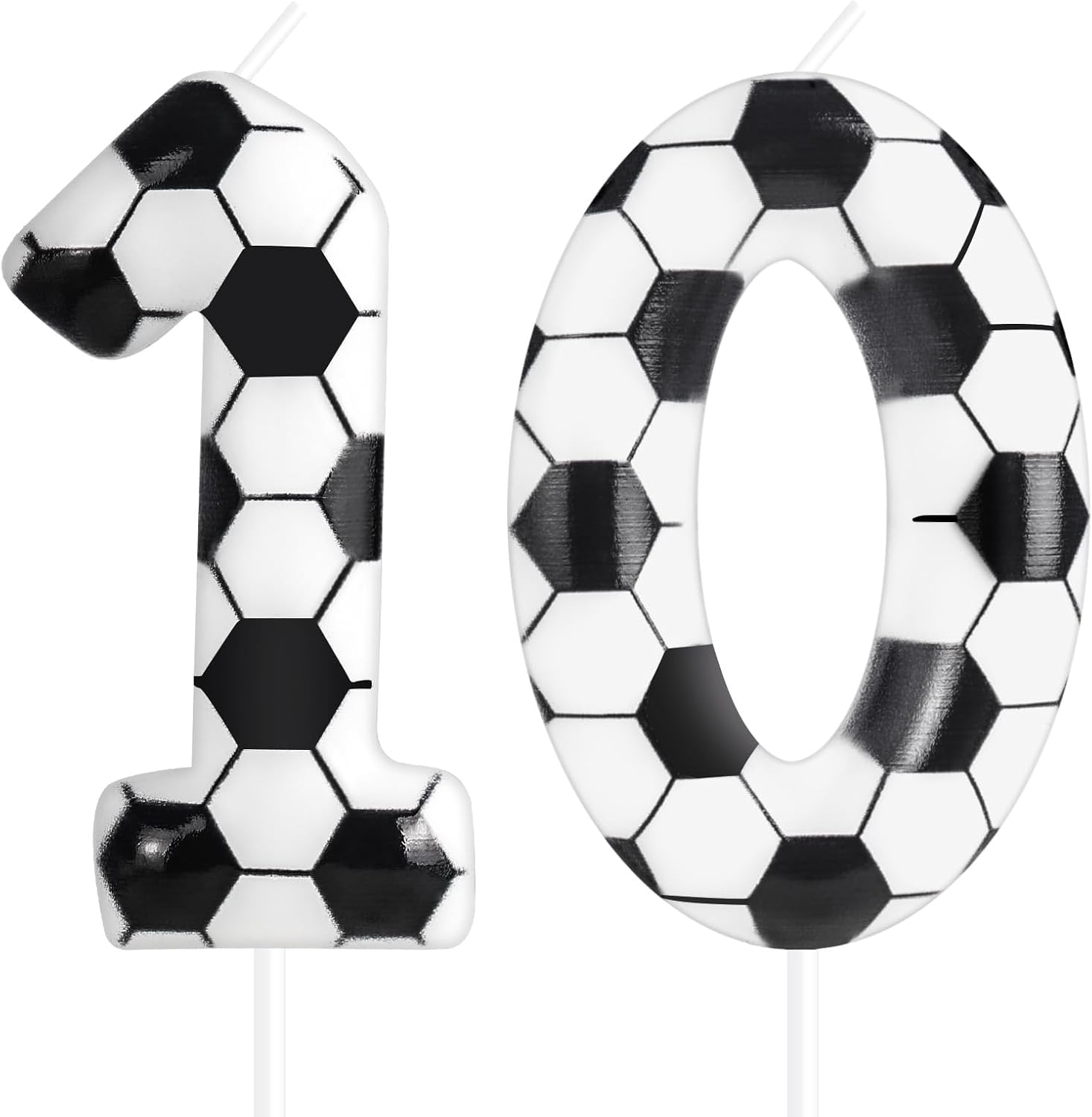 Soccer Birthday Candles 10th Soccer Themed Birthday Party Decorations, Football Birthday Cake Candles for Boys Girls Kids Sport-Theme Party Supplies