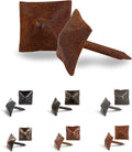 25 Pack 0.75" Square Head Iron Clavos Decorative Nails – Rusted – Handmade Rustic Square Fasteners for Farmhouse Shutters, Faux Wood Beams, Barn Doors, Shutters, and Gates – Ornamental Wood Accent